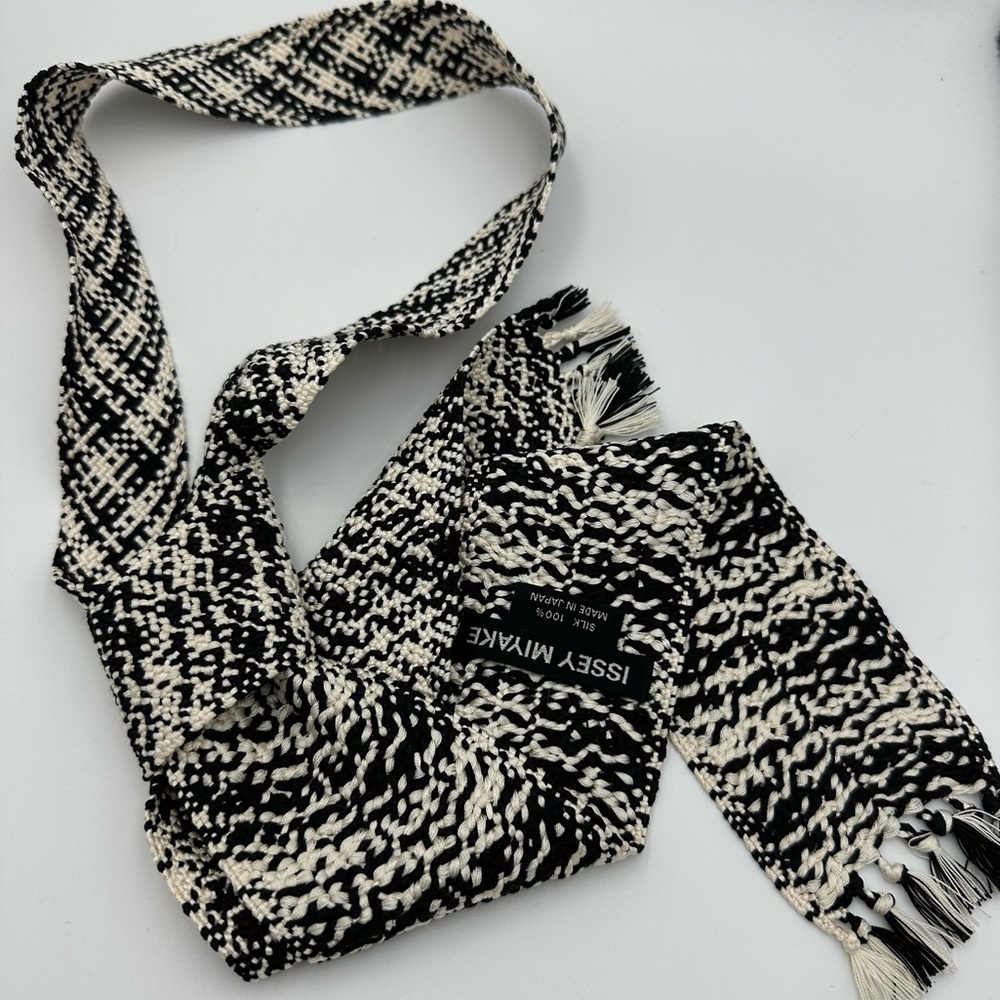 Issey Miyake Silk VTG Woven Knit Tie w/Tassels